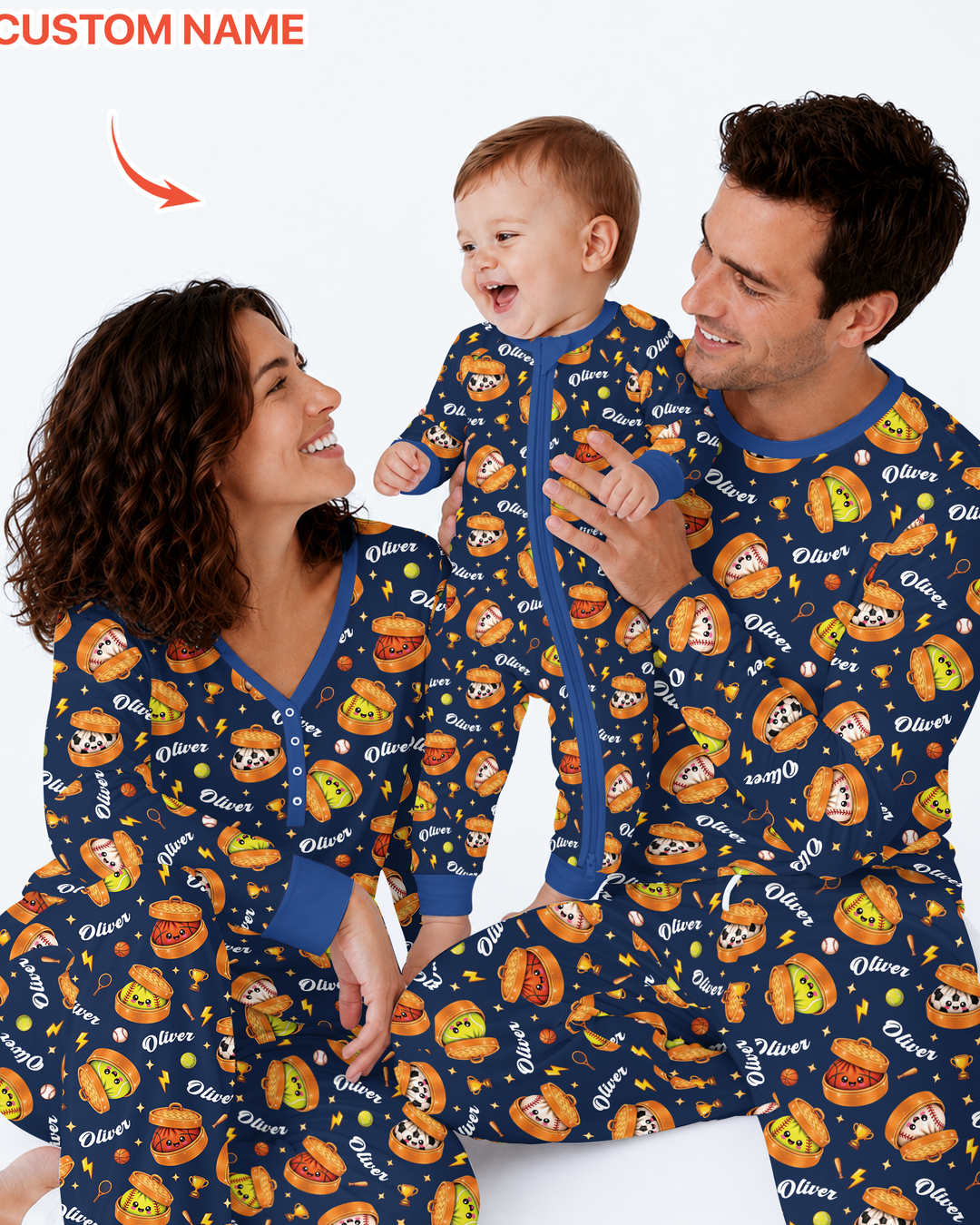 Custom Name Sports Dumpling Bamboo Men's Pajama Set