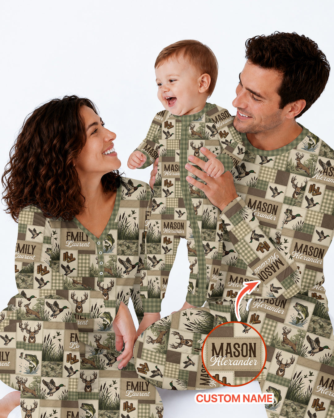 Personalized Hunting Patchwork Bamboo Men's Pajama Set