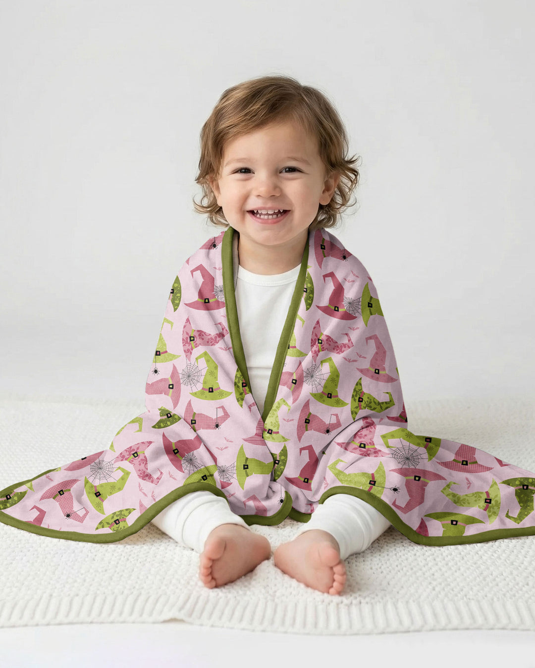 Pink Witch Hat Halloween Bamboo Blanket