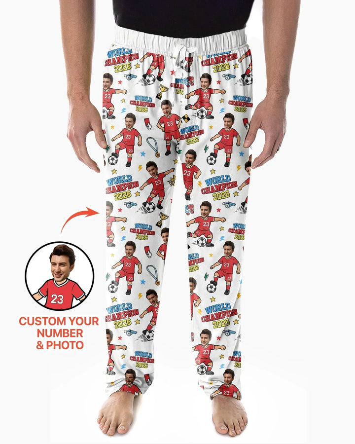 Custom Photo World Champion 2026 Family Matching Bamboo Men's Pajama Set