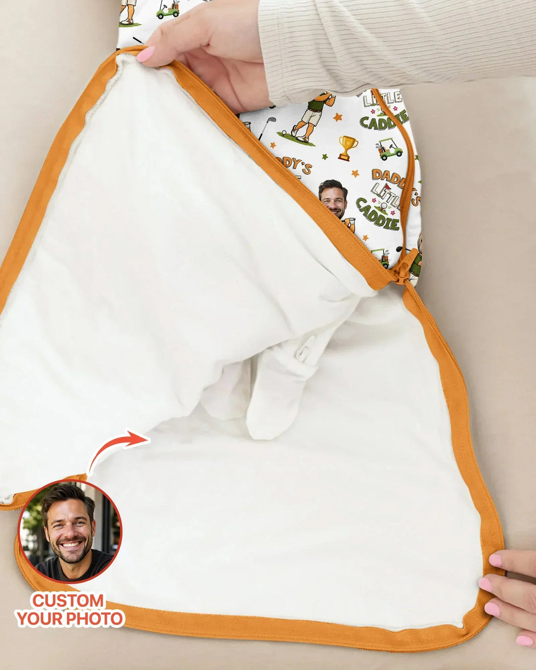 Custom Photo Daddy's Little Caddie Daddy & Me Matching Bamboo Sleep Bag