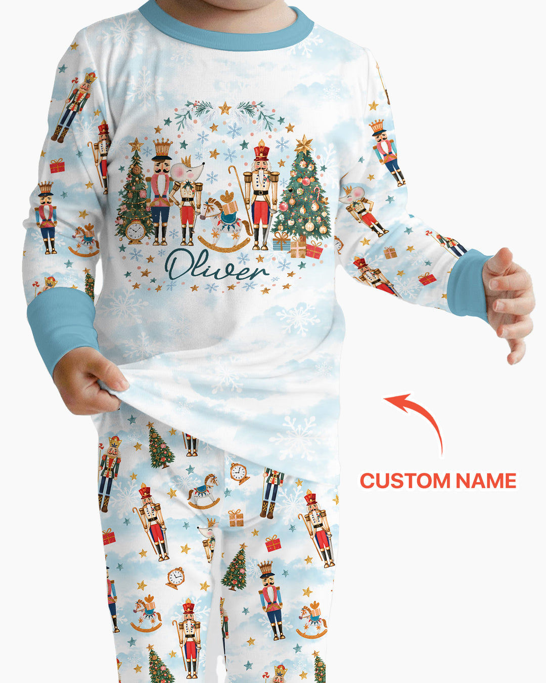 Nutcracker And Ballerina Custom Name Bamboo Two Piece Long Sleeve Pajama Set