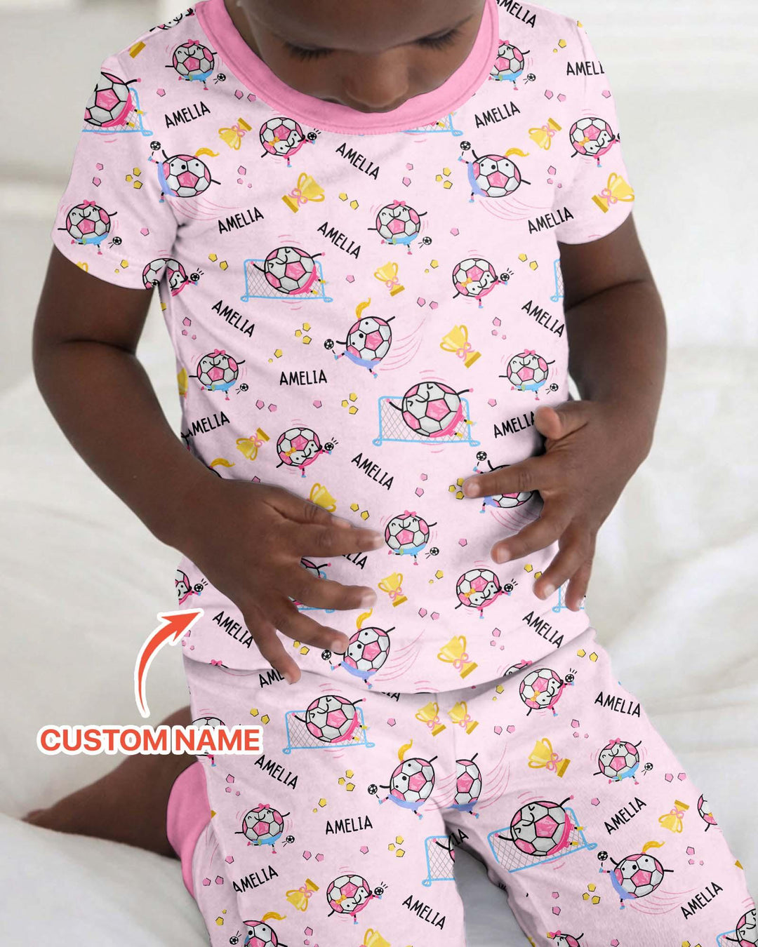 Custom Name Soccer Dad Team Matching Bamboo Two Piece Short Sleeve Pajama Set