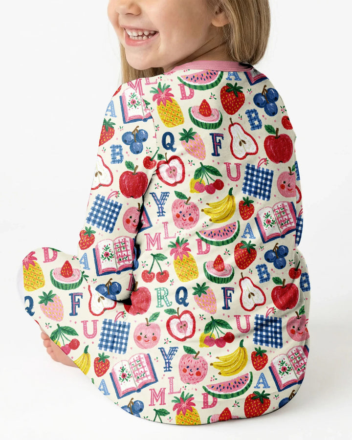 Back To School Fruit Alphabet Bamboo Two Piece Long Sleeve Pajama Set