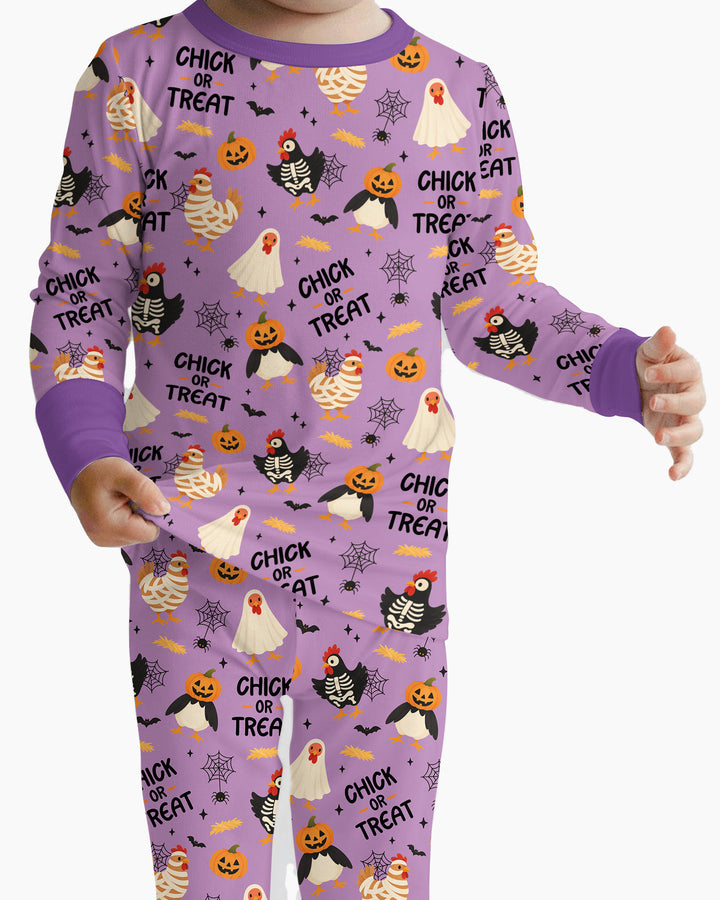 Halloween Chick Or Treat Bamboo Two Piece Long Sleeve Pajama Set