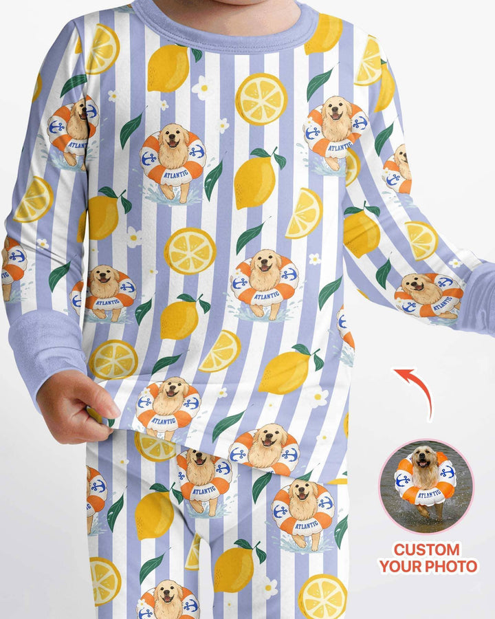 Custom Image Summer Lemon Bamboo Two Piece Long Sleeve Pajama Set