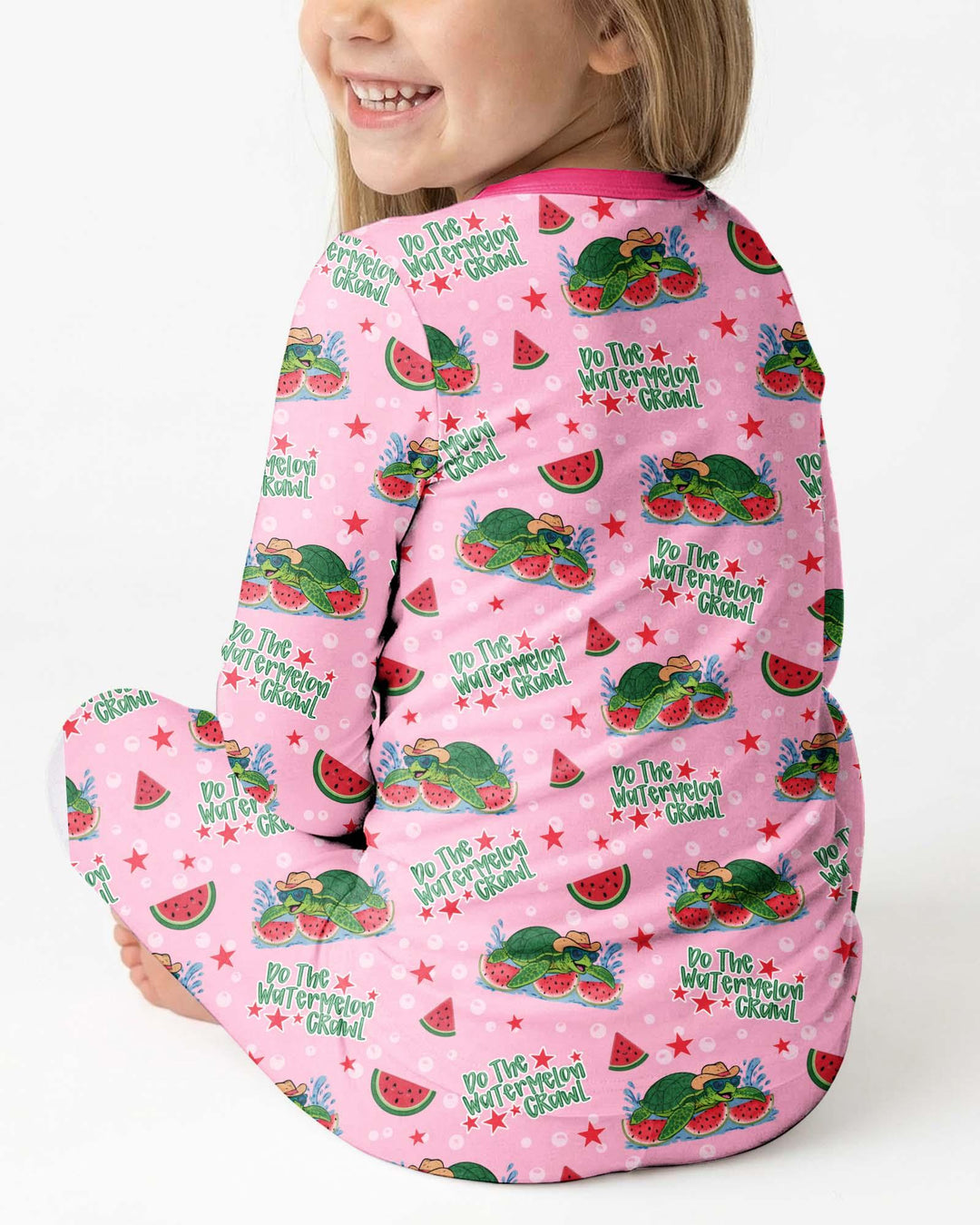 Watermelon Turtle Family Matching Bamboo Two Piece Long Sleeve Pajama Set