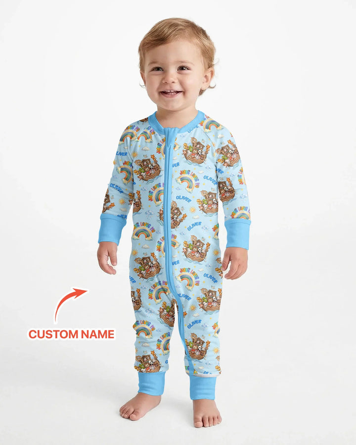 Custom Name Jesus Loves Me Noah's Ark Bamboo Convertible Zippy