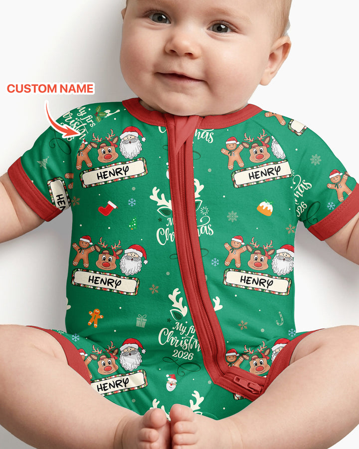 Custom Name Merry Christmas My Deer 2026 Bamboo Shorty Zippy