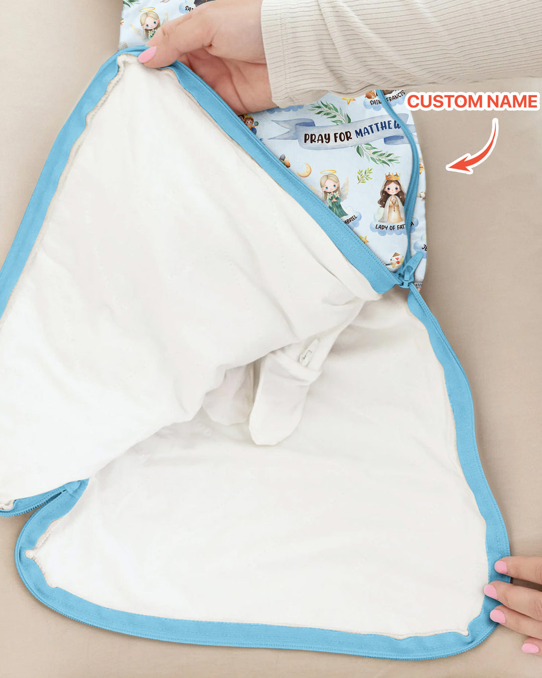 Holy Saints of Heaven Custom Name Bamboo Sleep Bag