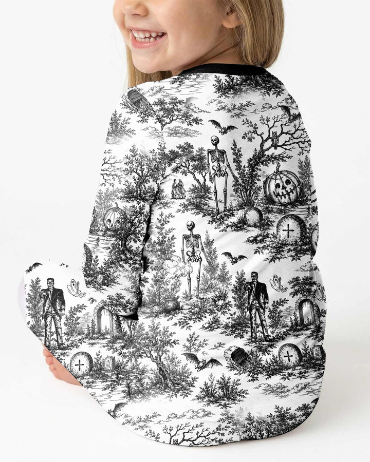 Spooky Halloween Toile Bamboo Two Piece Long Sleeve Pajama Set