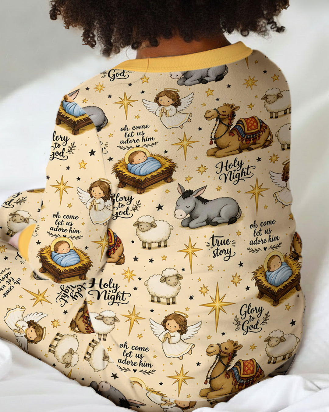 Nativity Christmas Holy Night Bamboo Two Piece Long Sleeve Pajama Set