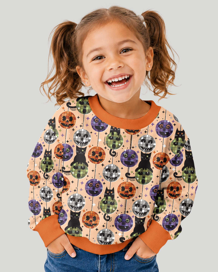 Groovy Halloween Disco Cat Bamboo Crewneck Sweatshirt