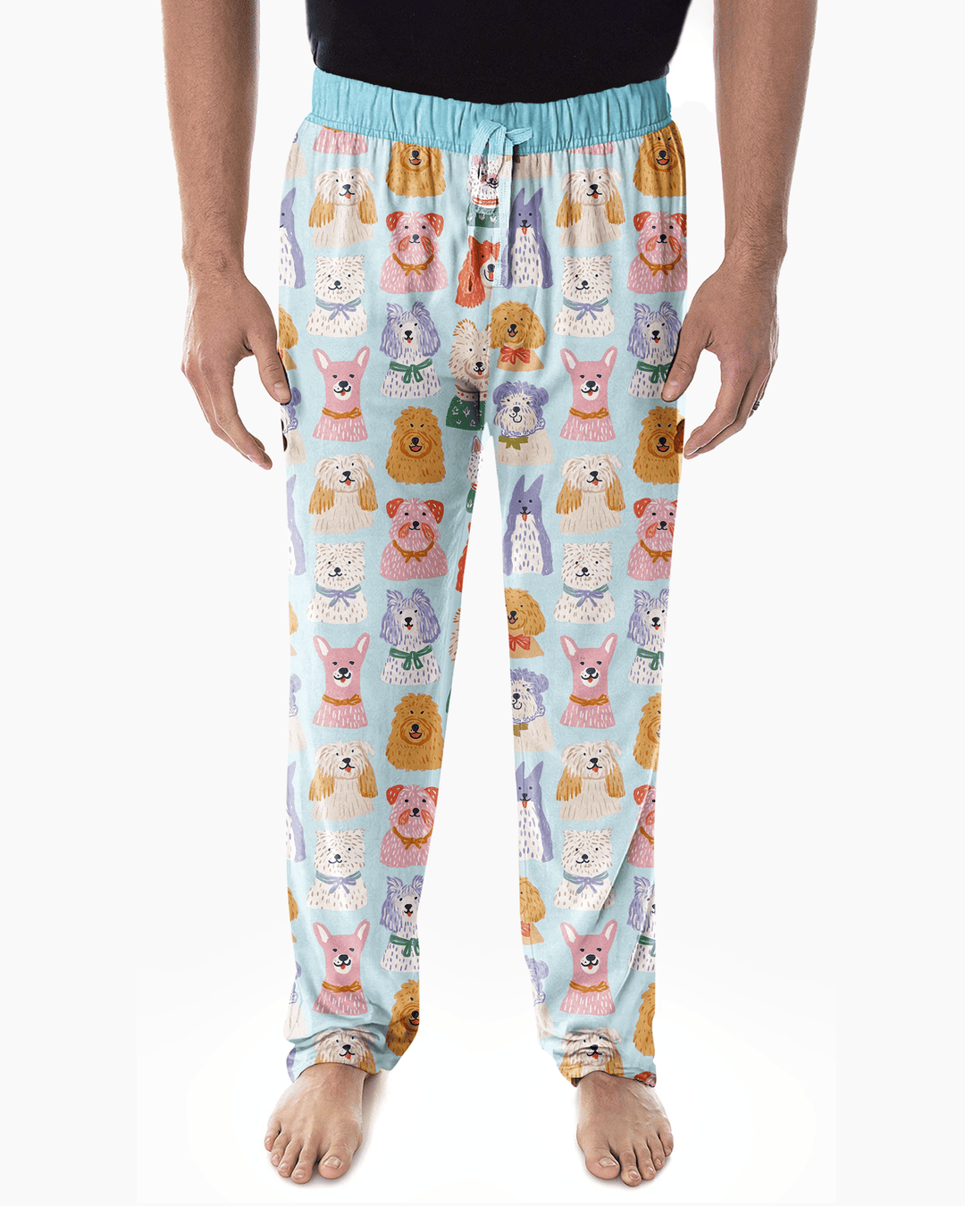 Whimsical Puppy Parade Family Matching Bamboo Men's Pajama Set