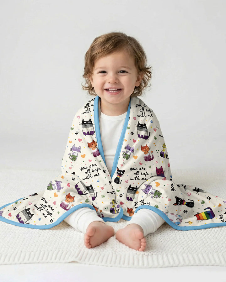 Loved & Safe Kitties Family Matching Bamboo Blanket