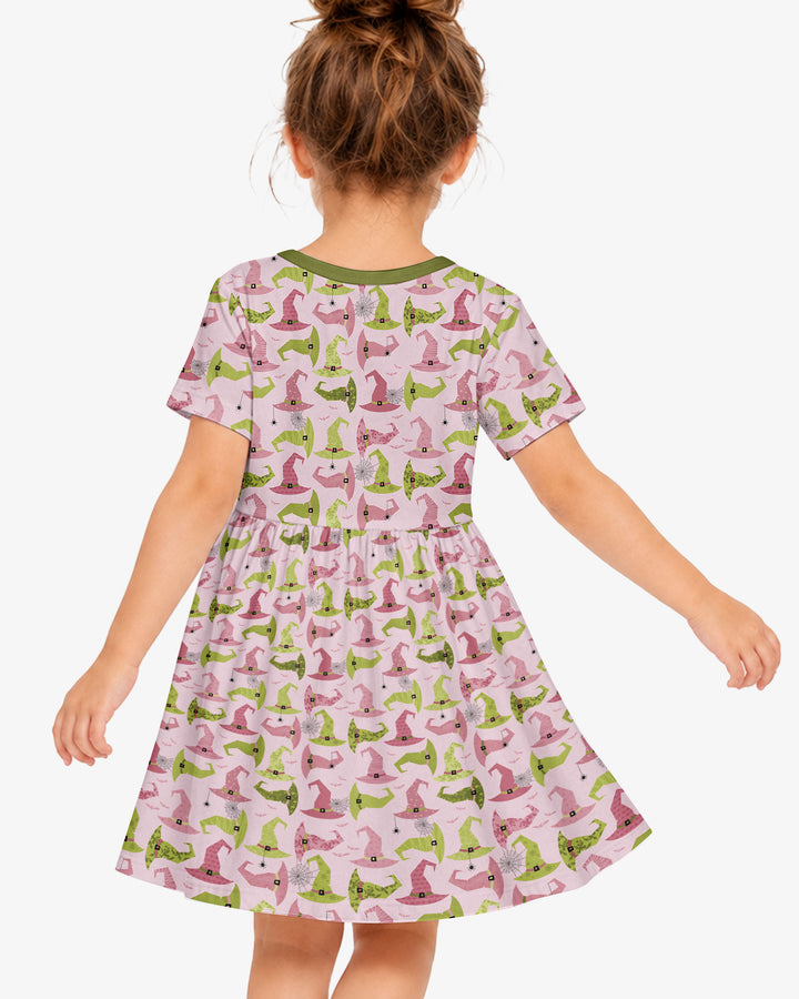 Pink Witch Hat Halloween Bamboo Twirl Dress