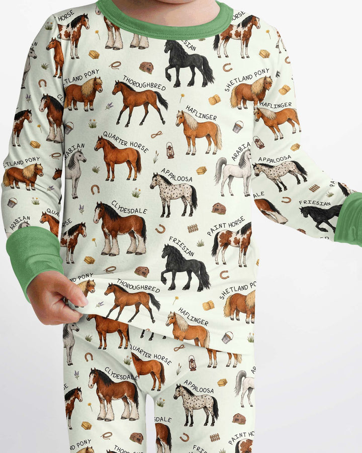 Types Of Horses Bamboo Two Piece Long Sleeve Pajama Set