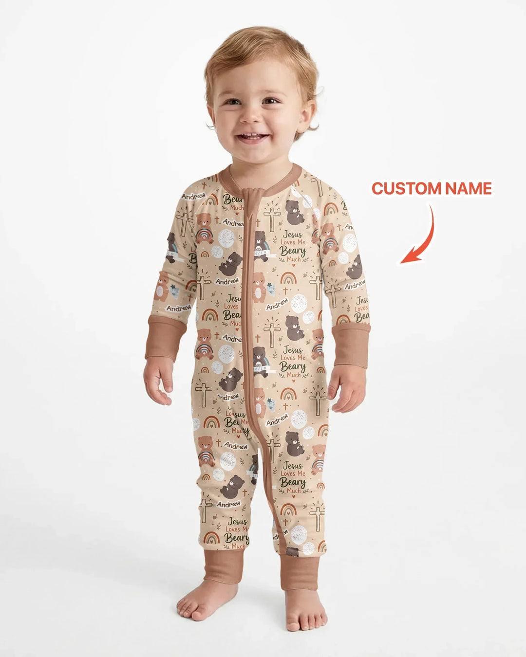 Custom Name Jesus Loves Me Beary Much Bamboo Convertible Zippy