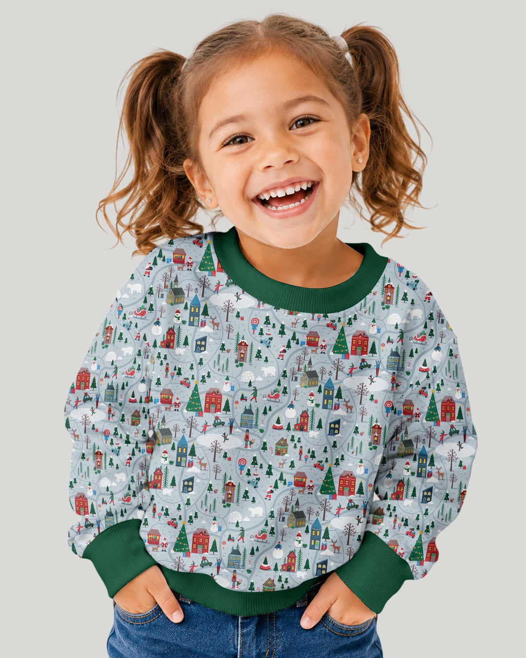 Snowy Christmas Village Map Bamboo Crewneck Sweatshirt