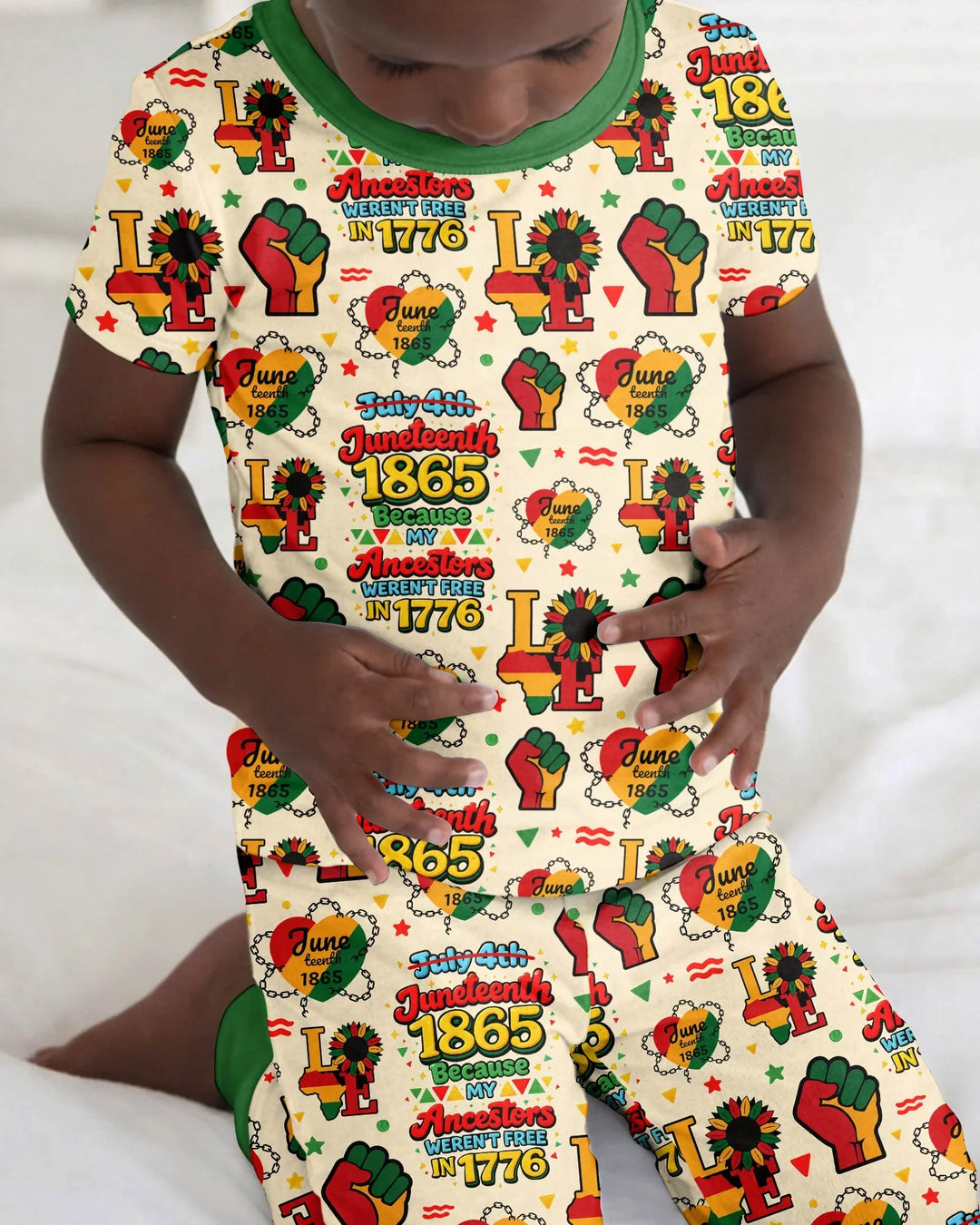 Juneteenth 1865 Because My Ancestors Weren't Free In 1776 Bamboo Two Piece Short Sleeve Pajama Set