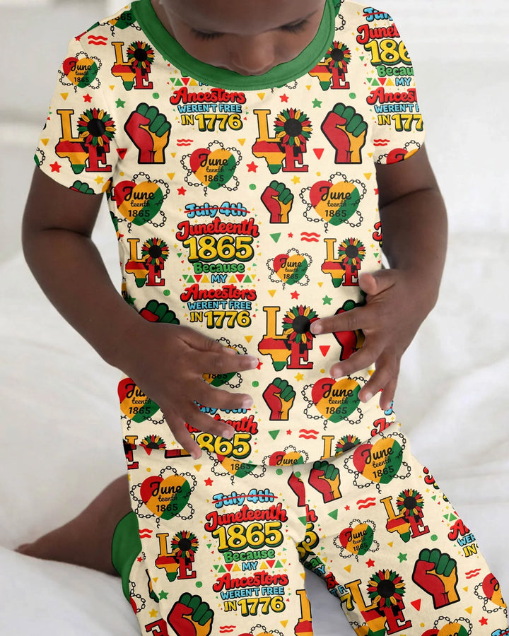 Juneteenth 1865 Because My Ancestors Weren't Free In 1776 Bamboo Two Piece Short Sleeve Pajama Set