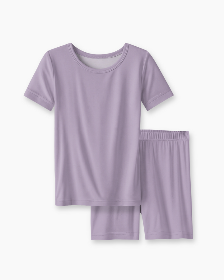 Solid Color Bamboo Two Piece Short Sleeve Short Pajama Set
