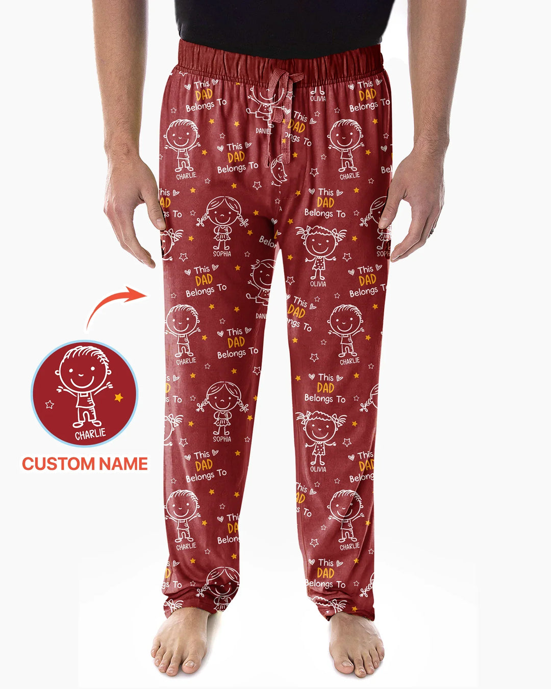 Custom Name This Dad Belongs To Doodle Bamboo Men's Pajama Set