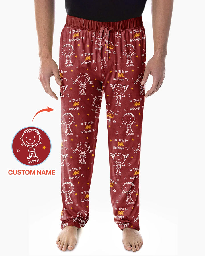 Custom Name This Dad Belongs To Doodle Bamboo Men's Pajama Set
