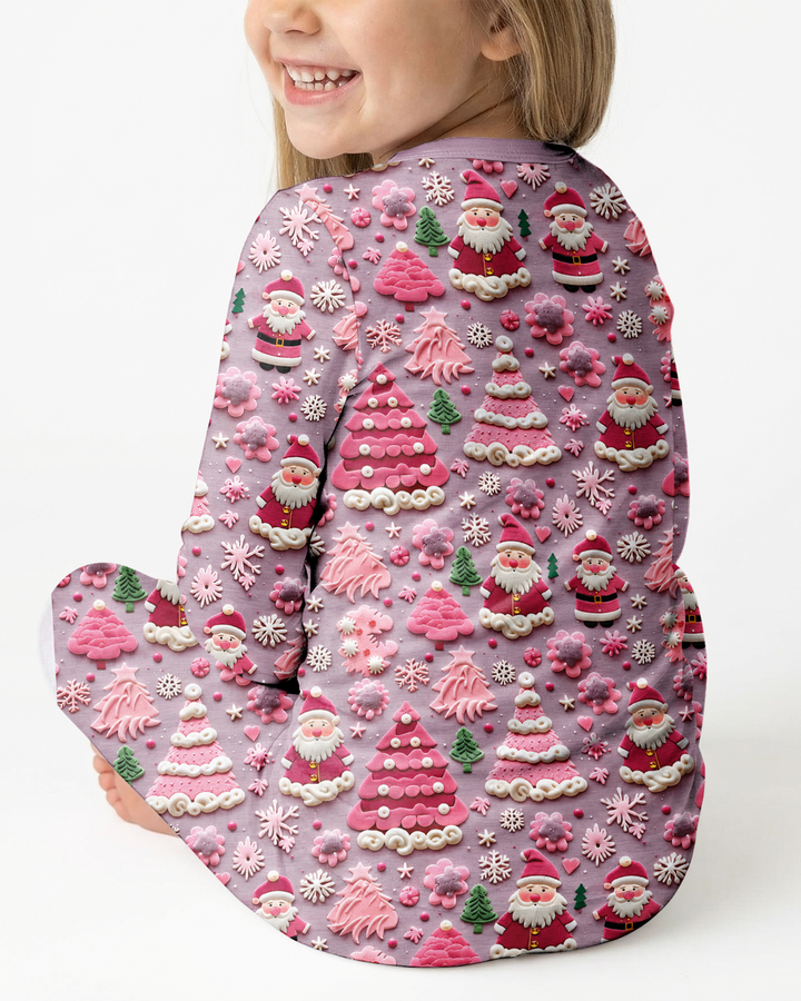 Pink Snowmen Bamboo Two Piece Long Sleeve Pajama Set