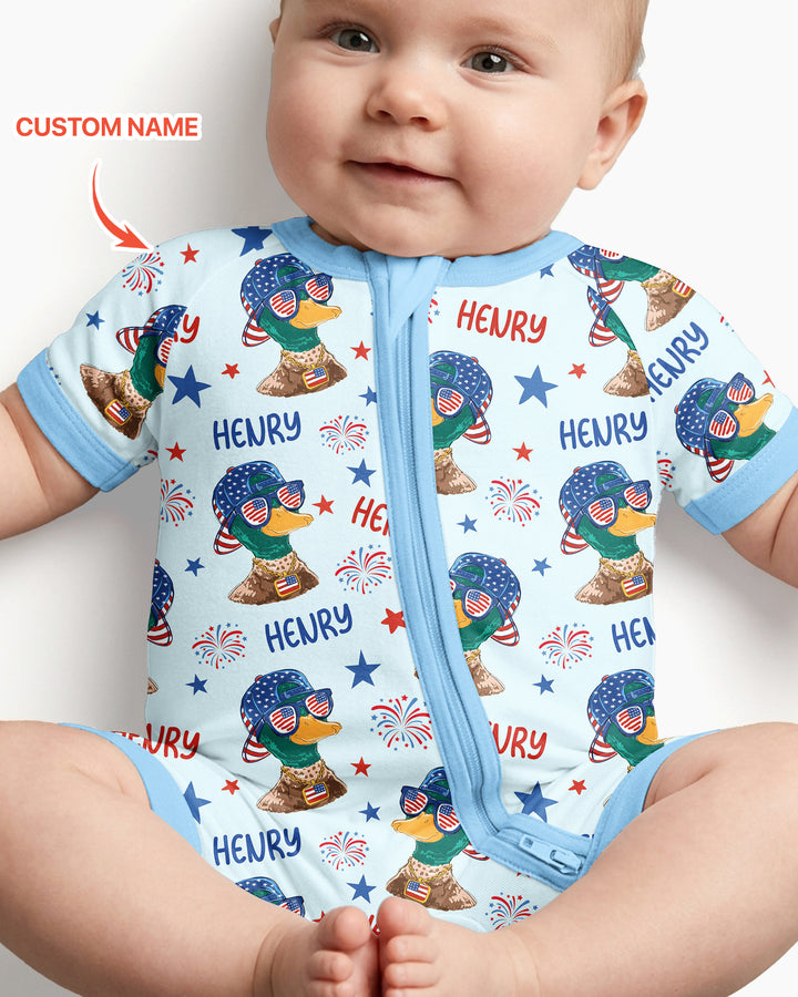 Custom Name Patriotic Mallard Duck  Bamboo Shorty Zippy