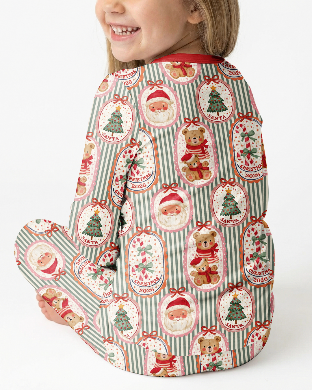 Teddy Bear Christmas Bamboo Two Piece Long Sleeve Pajama Set