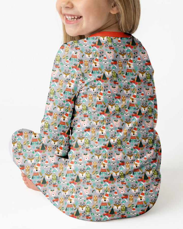 Christmas Woodland Deer Fox Bear Bamboo Two Piece Long Sleeve Pajama Set