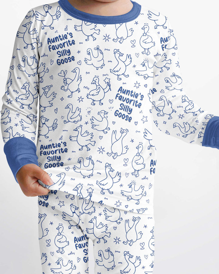 Auntie's Favorite Silly Goose Bamboo Two Piece Long Sleeve Pajama Set