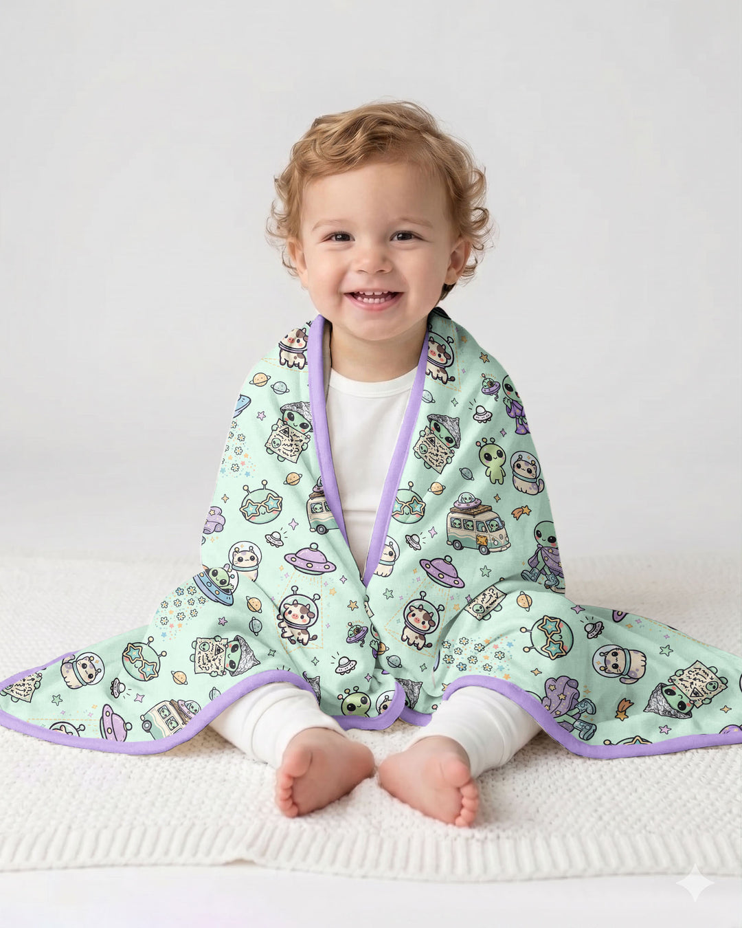 Little Alien Explorer Bamboo Blanket