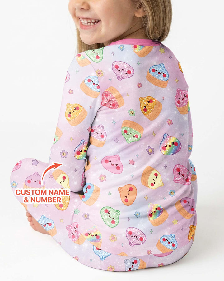 Custom Birthday Squish Party Dumpling Bamboo Two Piece Long Sleeve Pajama Set