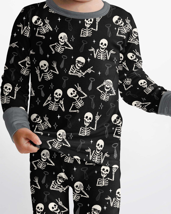 Funny Skeleton Bamboo Two Piece Long Sleeve Pajama Set
