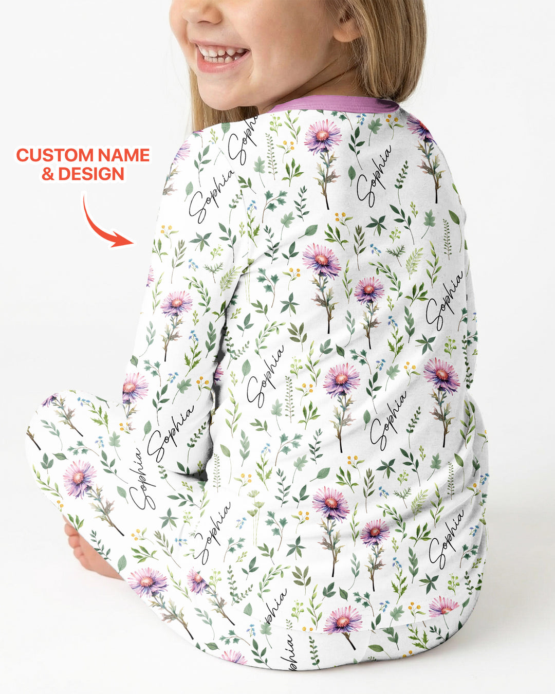 Birth Month Flower Bamboo Two Piece Long Sleeve Pajama Set