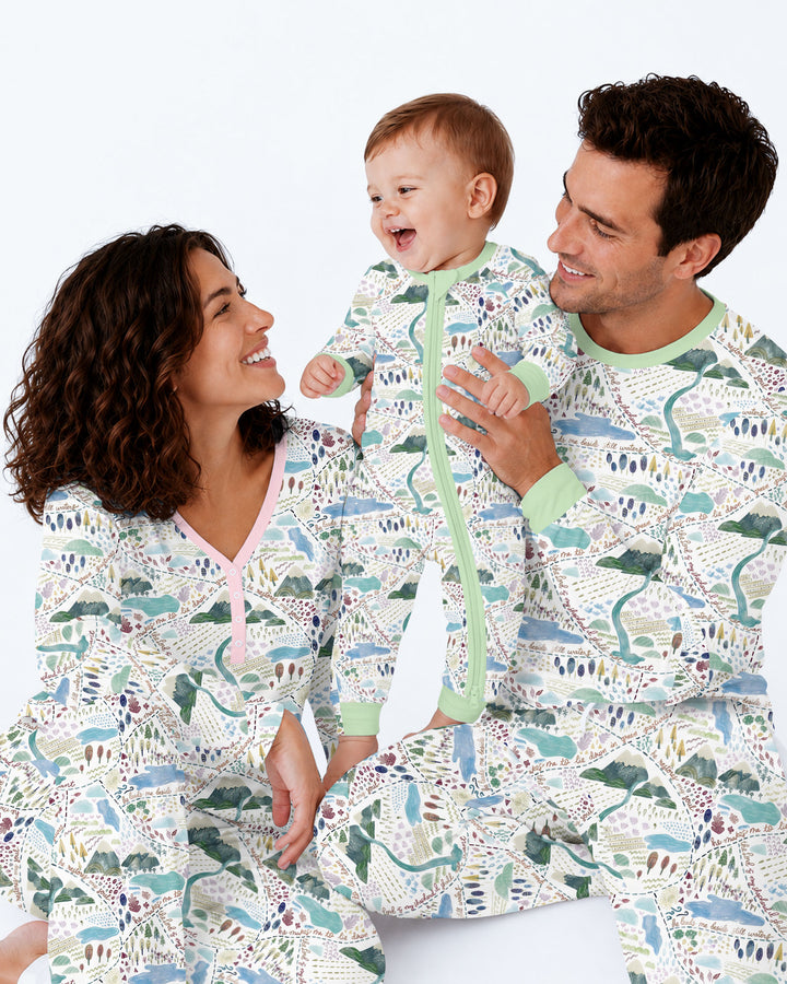Whimsical Psalms 23 Map Bamboo Men's Pajama Set