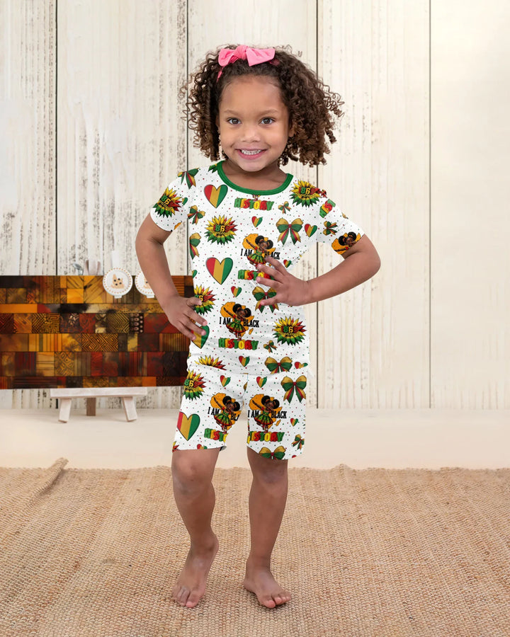 Juneteenth Girl I Am Black History Bamboo Two Piece Short Sleeve Shorts Pajama Set