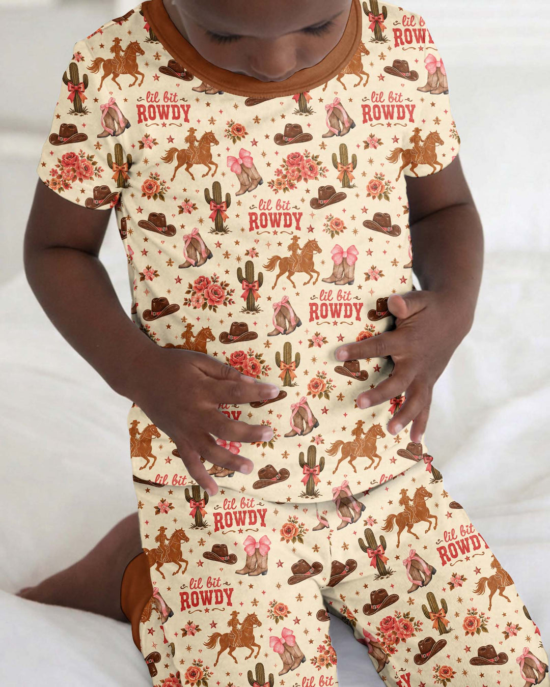 Coquette Cowgirl Lil Bit Rowdy Two Piece Short Sleeve Pajama Set