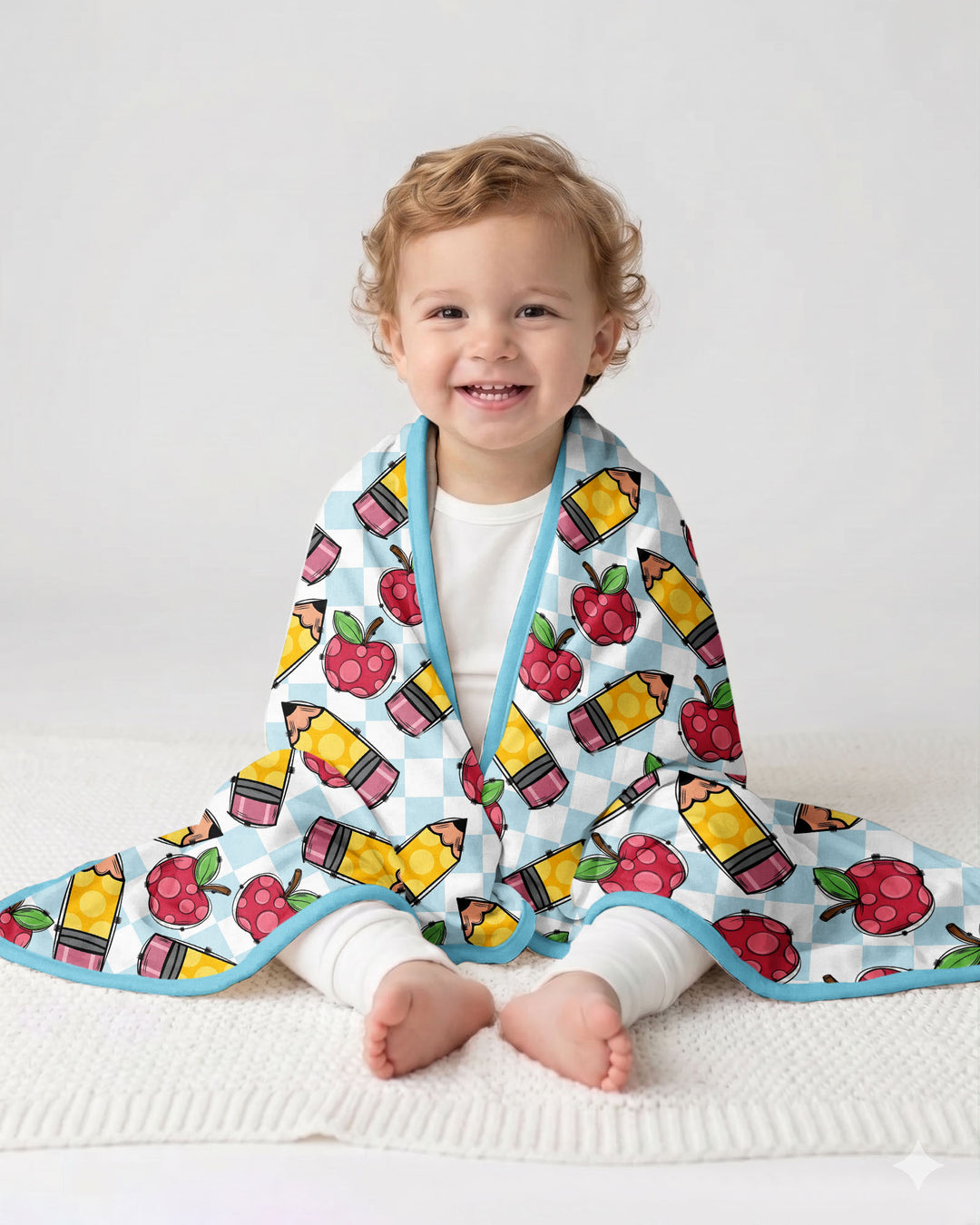 Checkered Apple Scribbles Bamboo Blanket