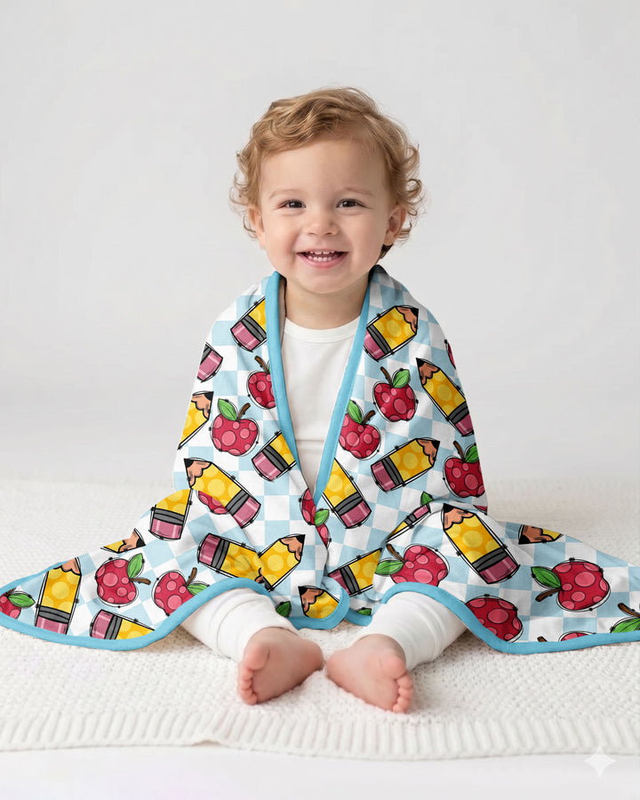 Checkered Apple Scribbles Bamboo Blanket