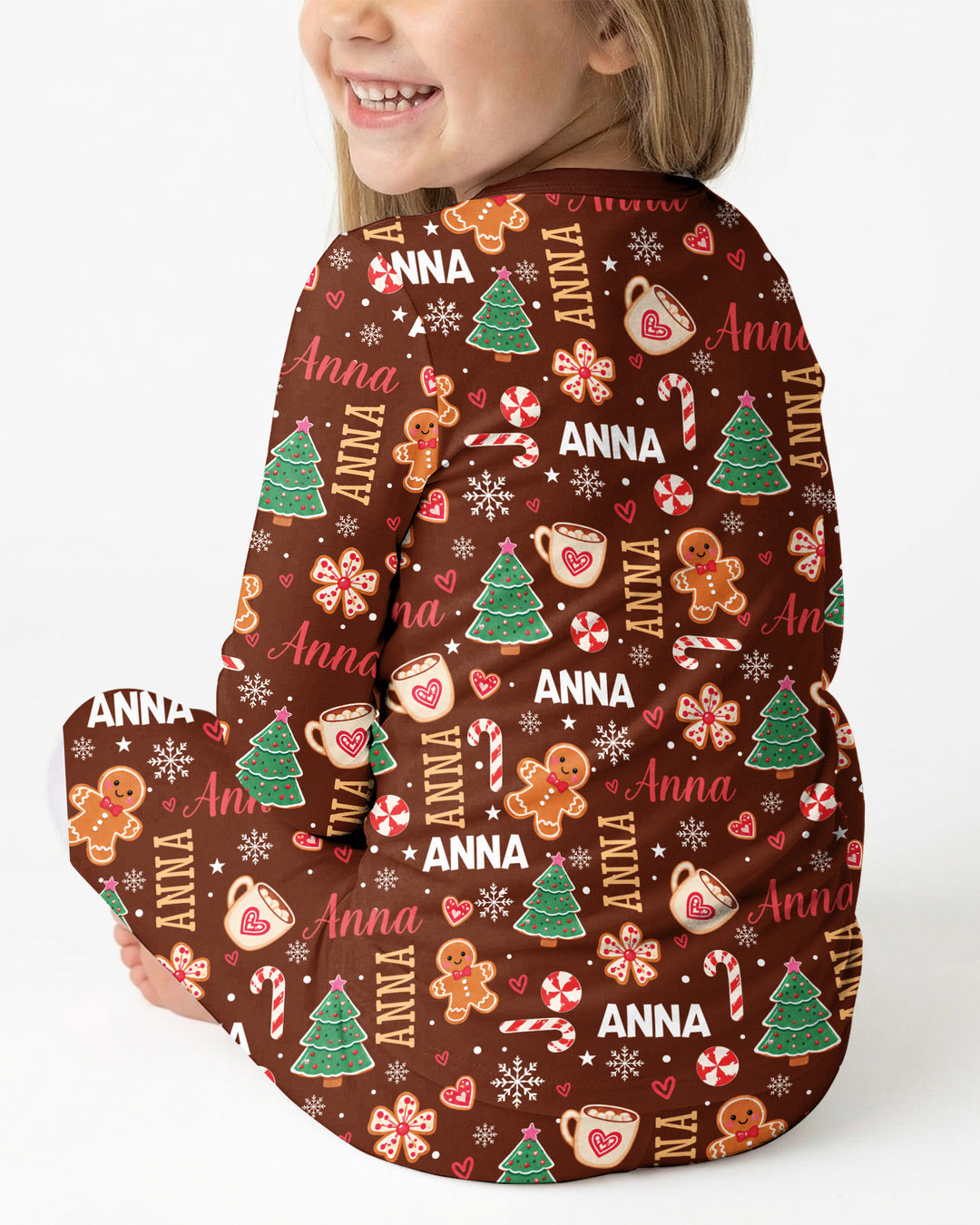 Custom Name Christmas Crew Family Matching Bamboo Two Piece Long Sleeve Pajama Set