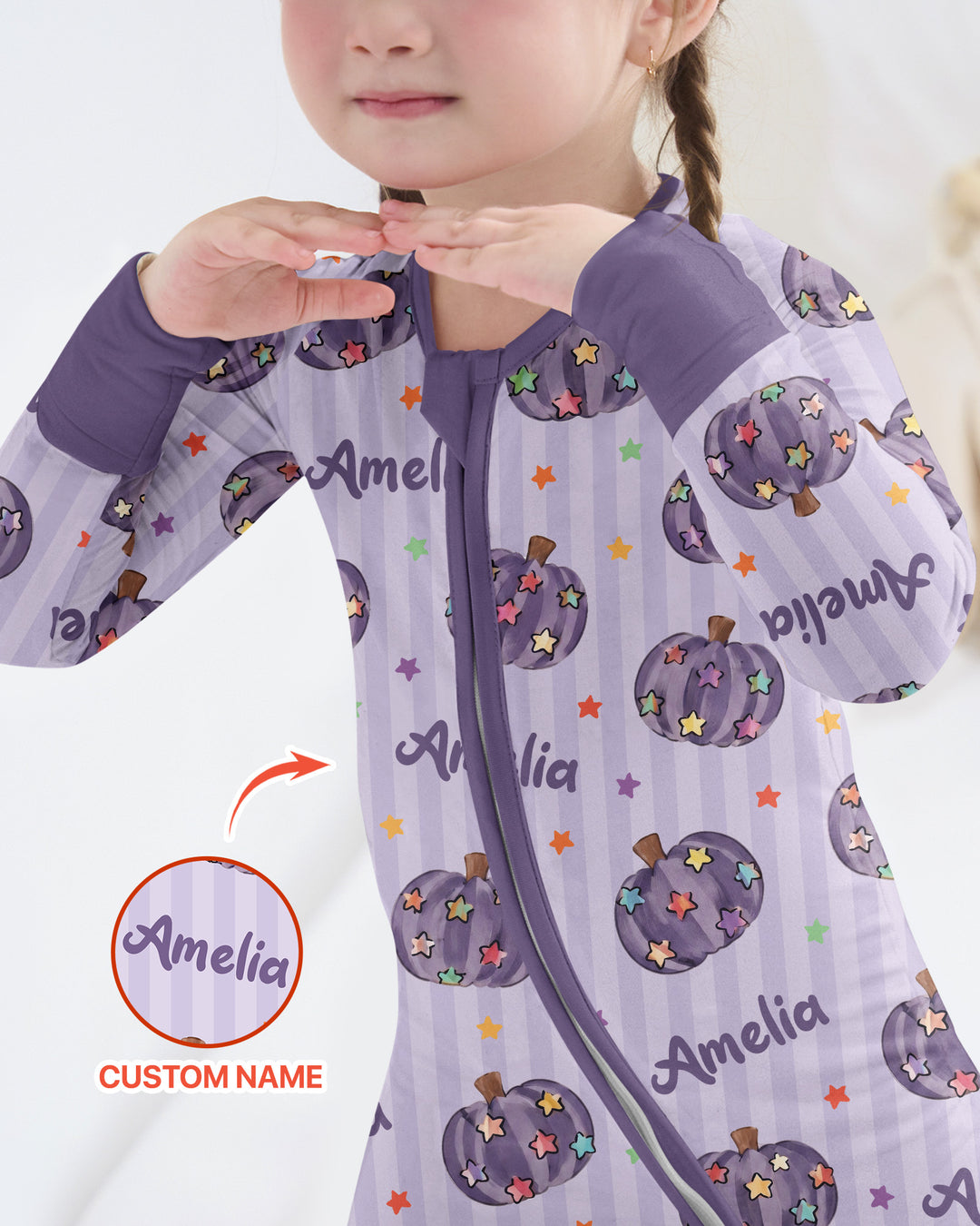 Colorful Star Pumpkin Custom Name Bamboo Convertible Zippy