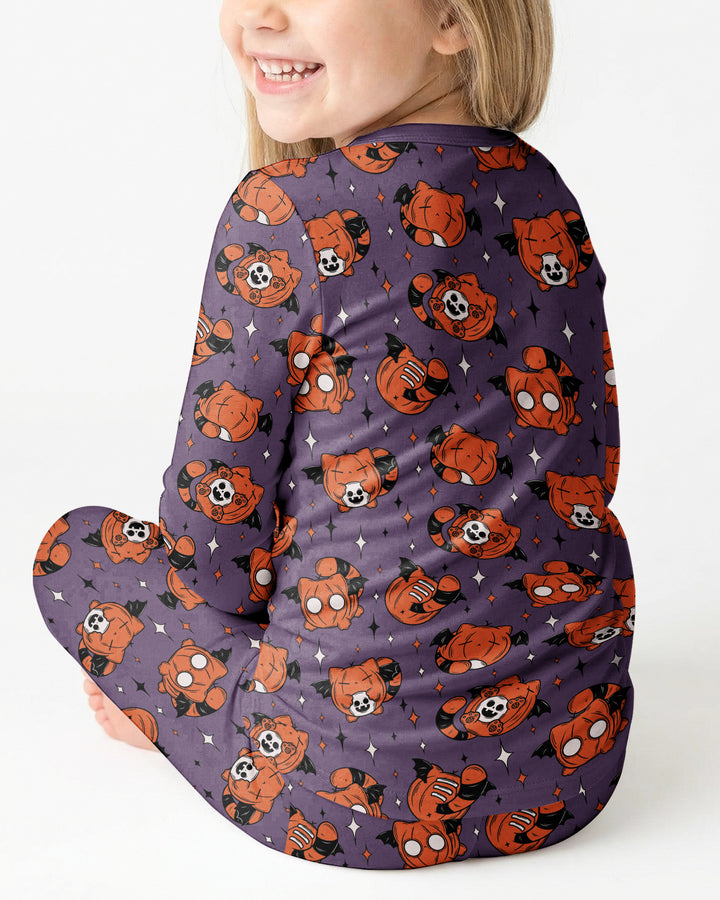 Batty Pumpkin Cats Bamboo Two Piece Long Sleeve Pajama Set