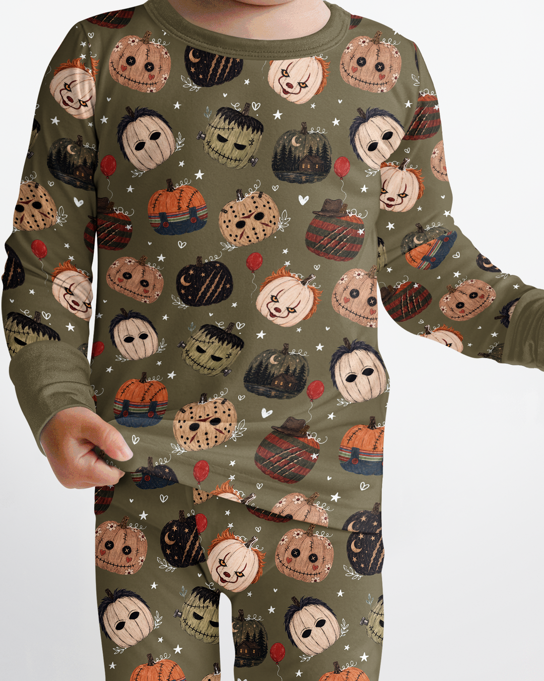 Spooky Slasher Pumpkins Bamboo Two Piece Long Sleeve Pajama Set