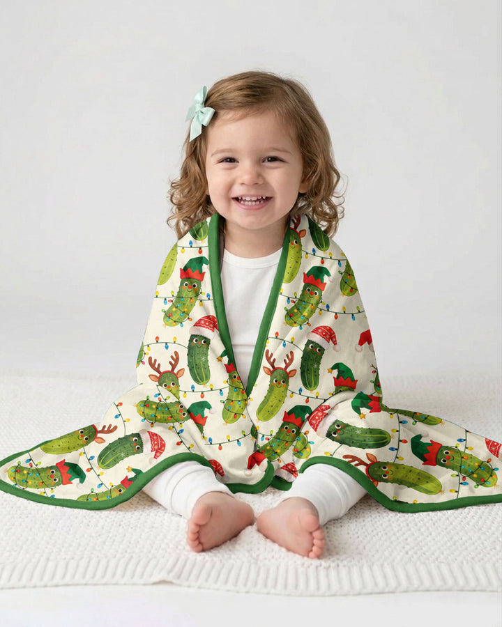 Cheerful Christmas Pickle Bamboo Blanket