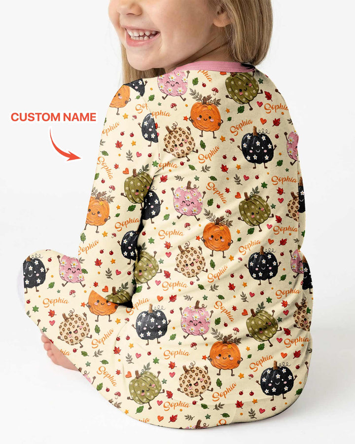 Boho Pumpkin Doodle Bamboo Two Piece Long Sleeve Pajama Set