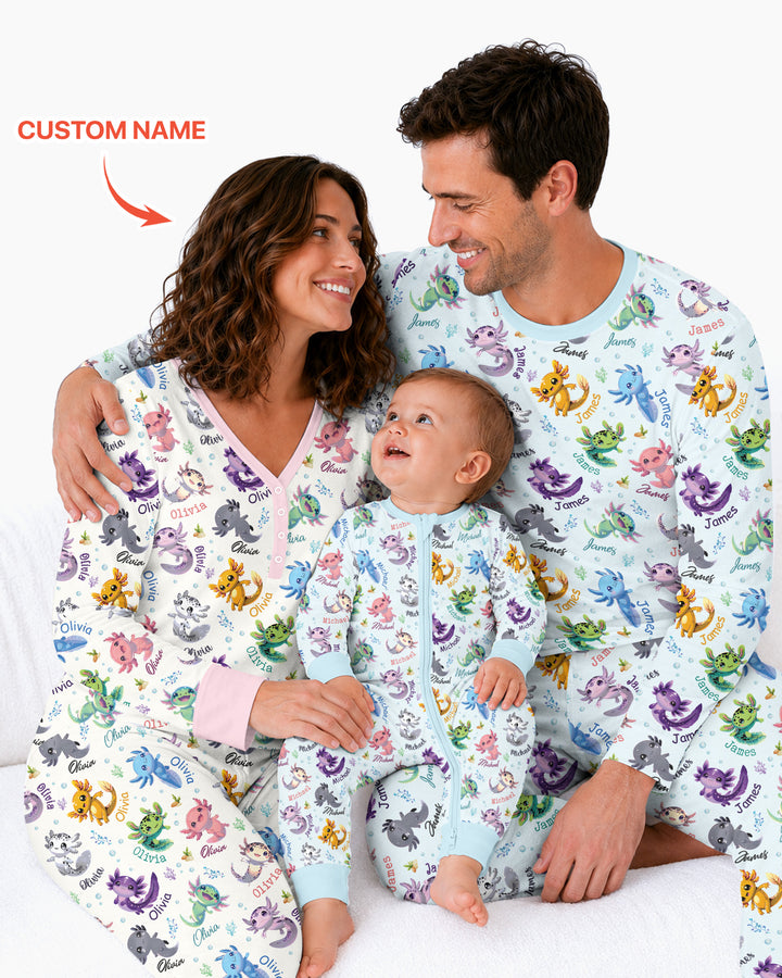 I Love You Axolotl Custom Name Bamboo Women Pajama Set
