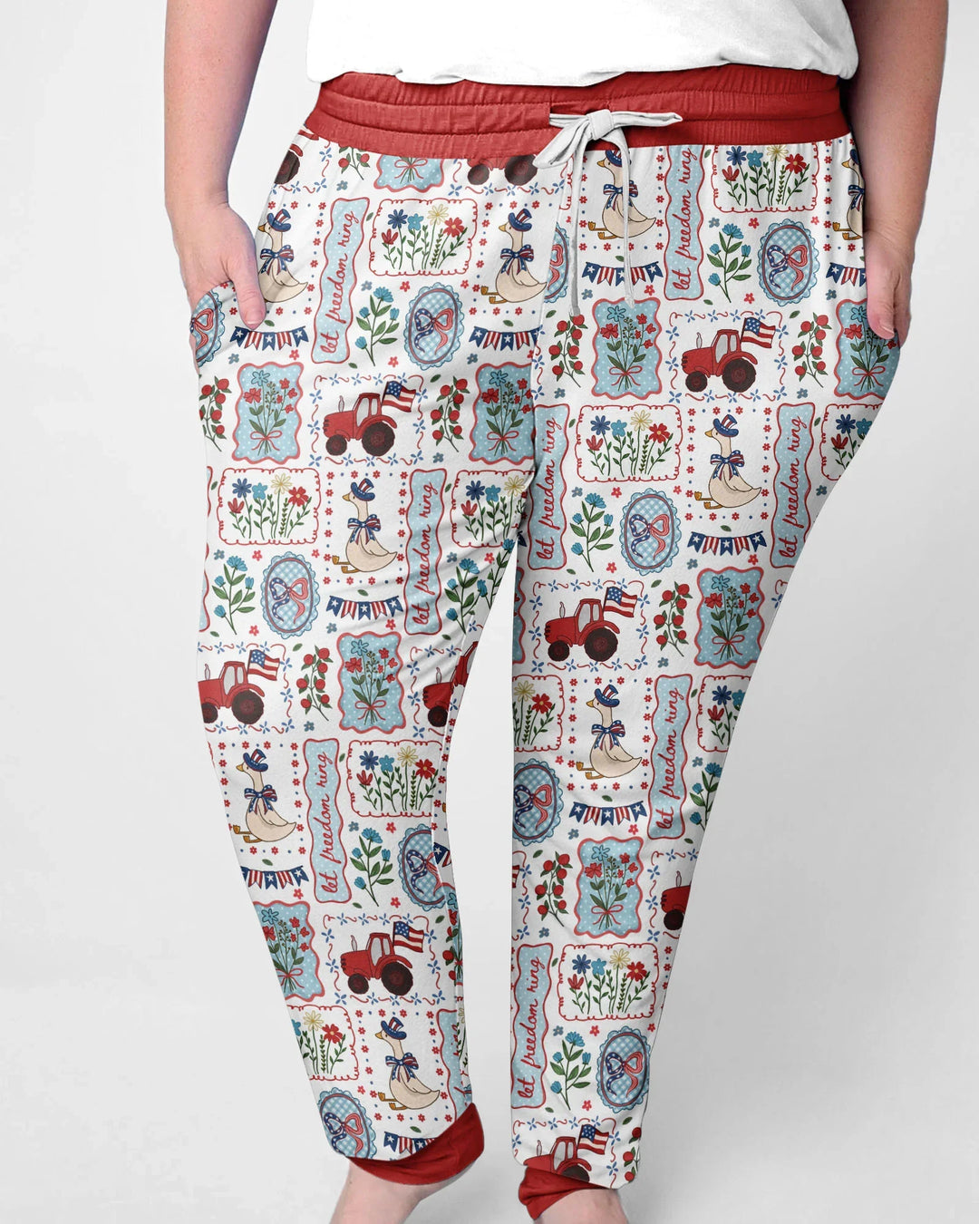 Patriotic USA Silly Goose Family Matching Bamboo Women Pajama Set